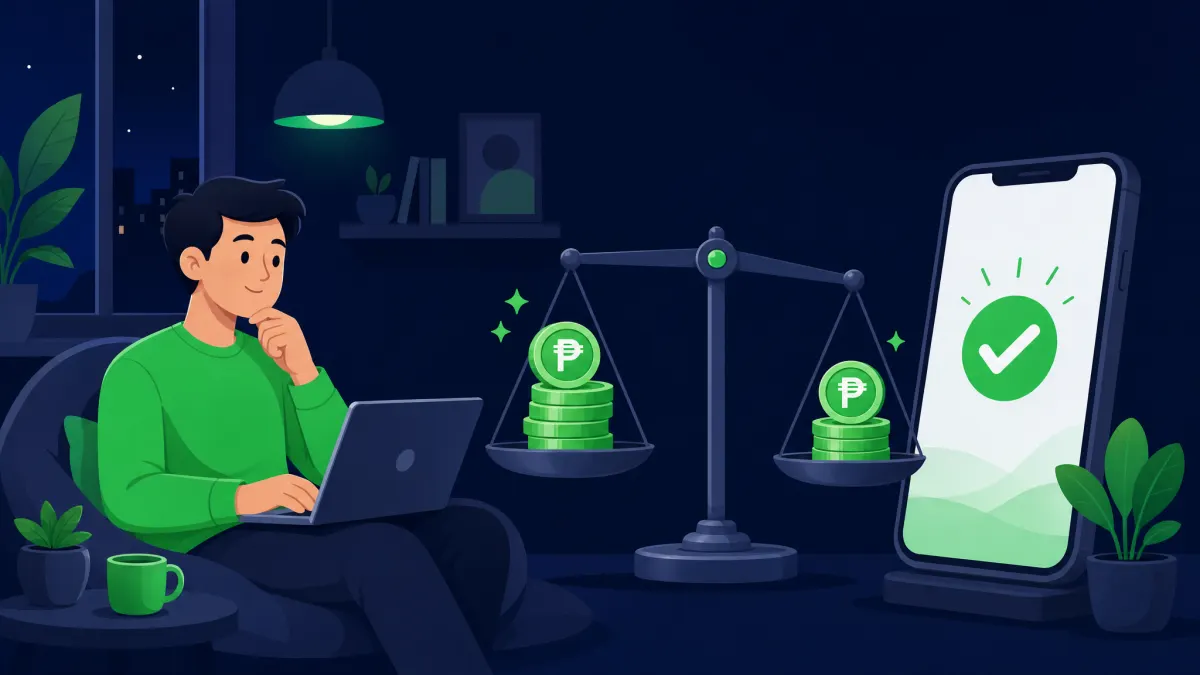 Persona en México revisando opciones de apoyo financiero en su celular con calma