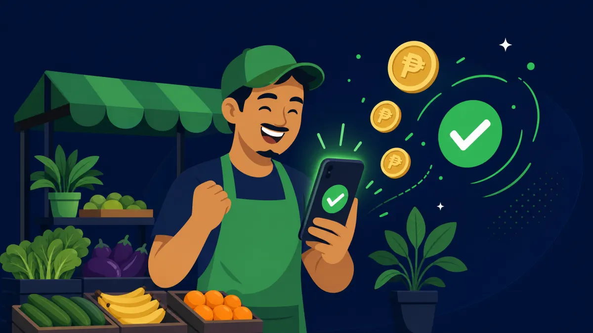 Persona en México trabajando por su cuenta con laptop y celular, recibiendo un depósito aprobado